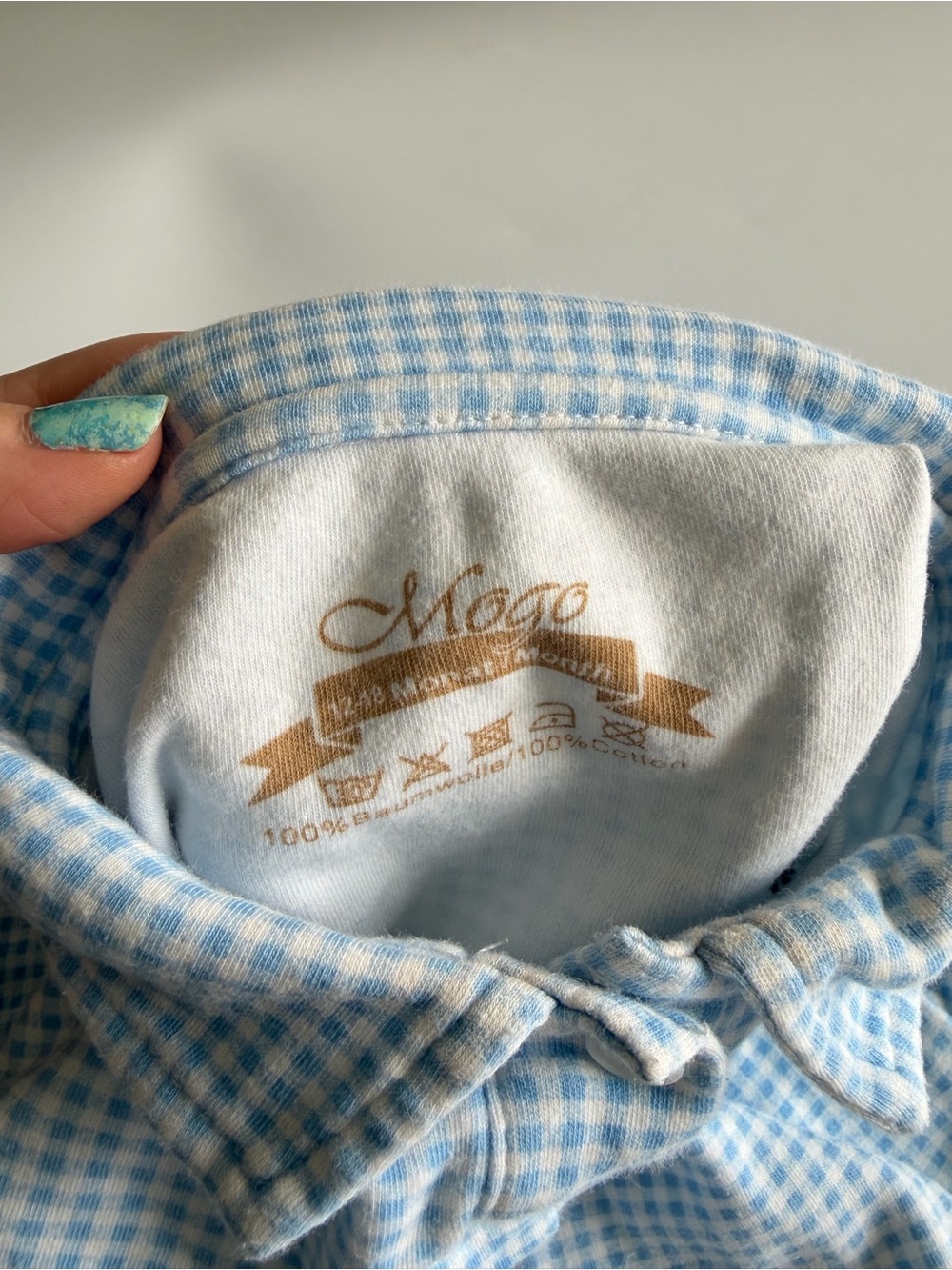 Bundle of Baby Boy Onesies Size 12-18 Months Long Sleeve Blue Gingham Gray Teal - Picture 5 of 16